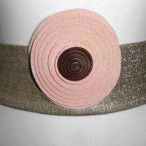 PORTS 1961 Stretchy Gold Tie Belt with Beige-Pink Accent $200